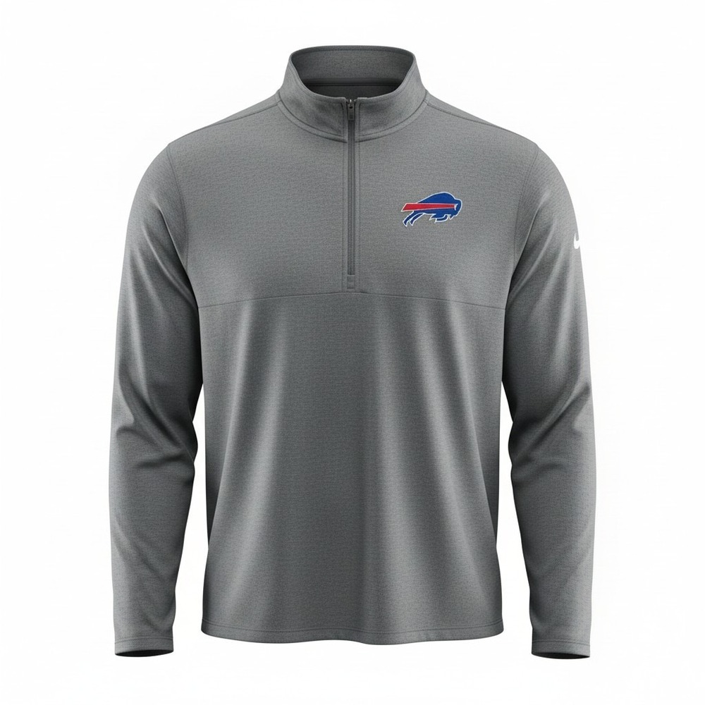 Nike Buffalo Bills Pullover Mens 3XL Gray NFL Team Apparel Dri-Fit Quarter Zip